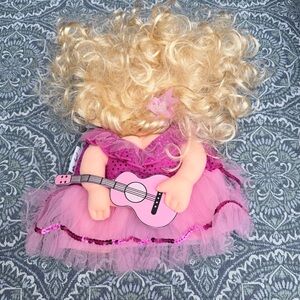 Doggy Parton Dolly Dog Costume Pink Dress Guitar & Wig Set - XS/S New